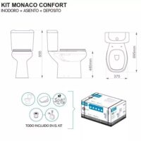 Kit Inodoro Alto Roca Monaco Confort Para Discapacitados Color Blanco - Imagen 2